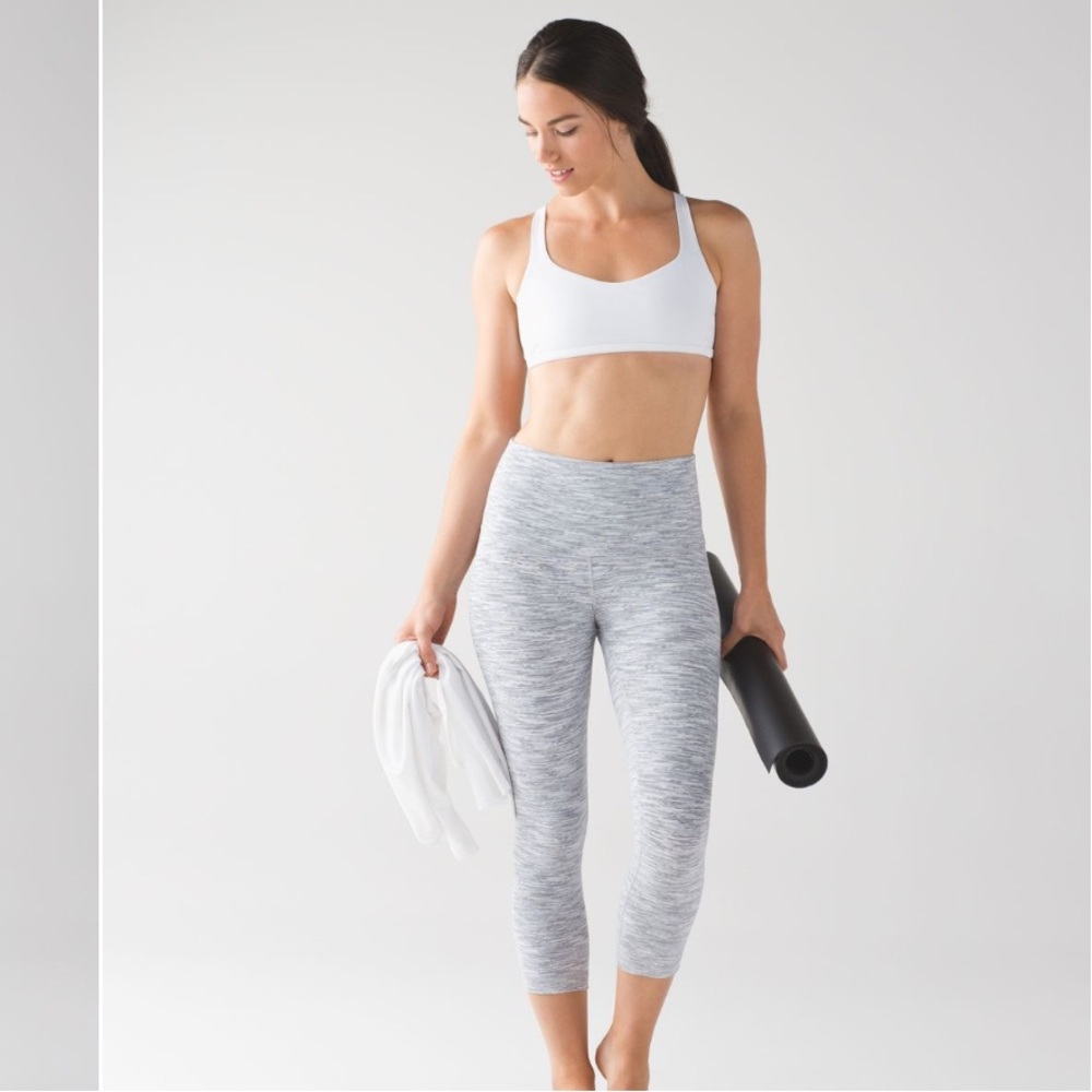 Lululemon Athletica Wunder Under Crop Leggings - Alpine Grey White